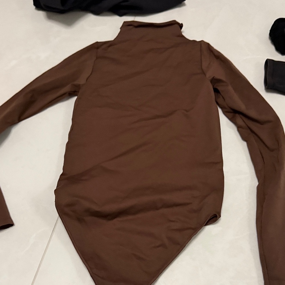 SKIMS Brown Long Sleeve Turtleneck Bodysuit